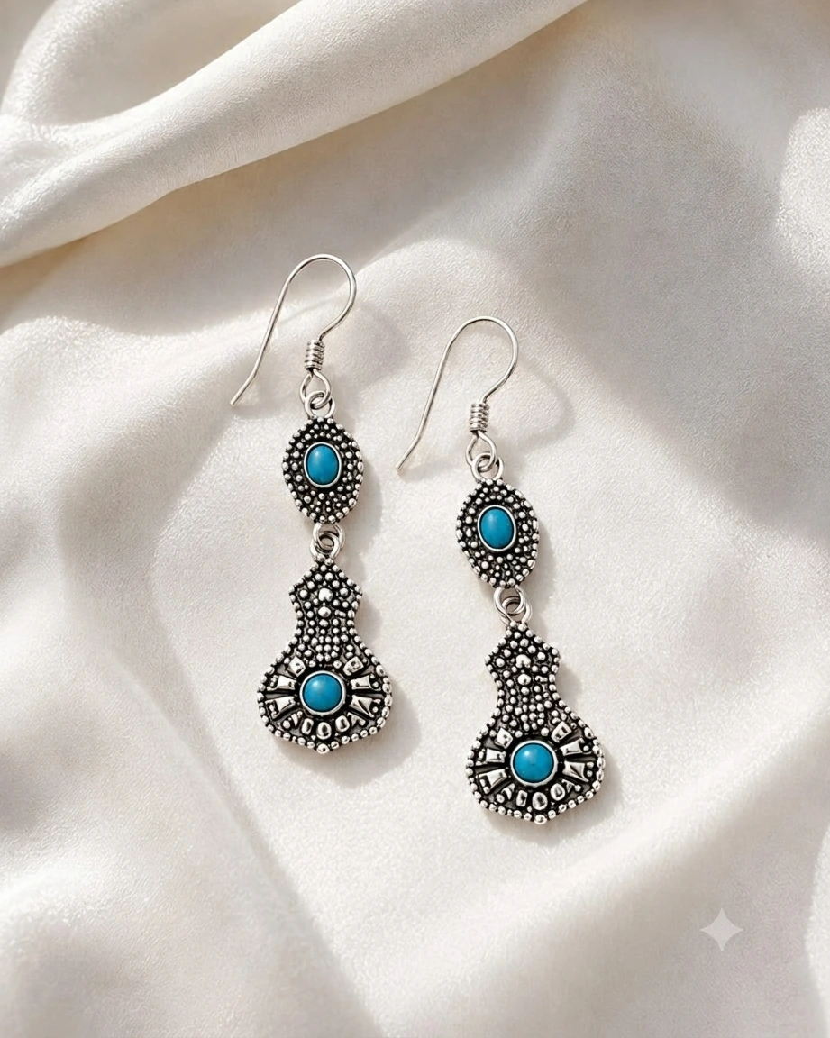 Boucles Pendantes Turquoise