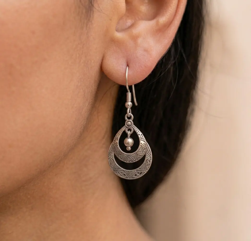 Boucles d'Oreilles Gouttes Ajourées craft detail